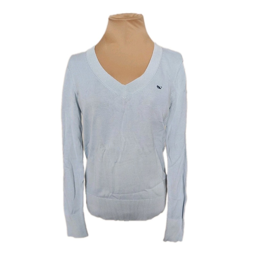 Vineyard Vines Whale Logo Blue V-neck Preppy Sweater‎ Women's XXS
